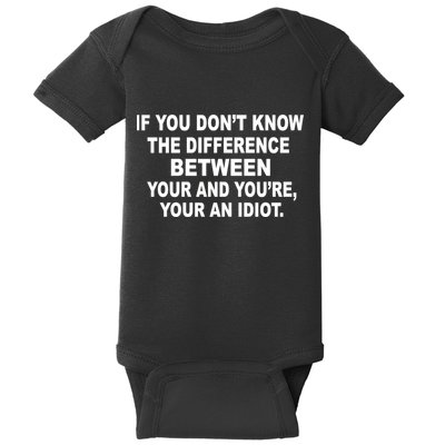 Your and You're Your an Idiot Baby Bodysuit