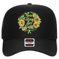 Your Feelings Are Valid Mental Health Awareness High Crown Mesh Back Trucker Hat