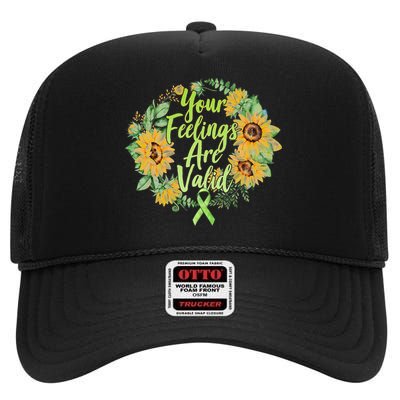 Your Feelings Are Valid Mental Health Awareness High Crown Mesh Back Trucker Hat