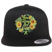 Your Feelings Are Valid Mental Health Awareness Flat Bill Trucker Hat