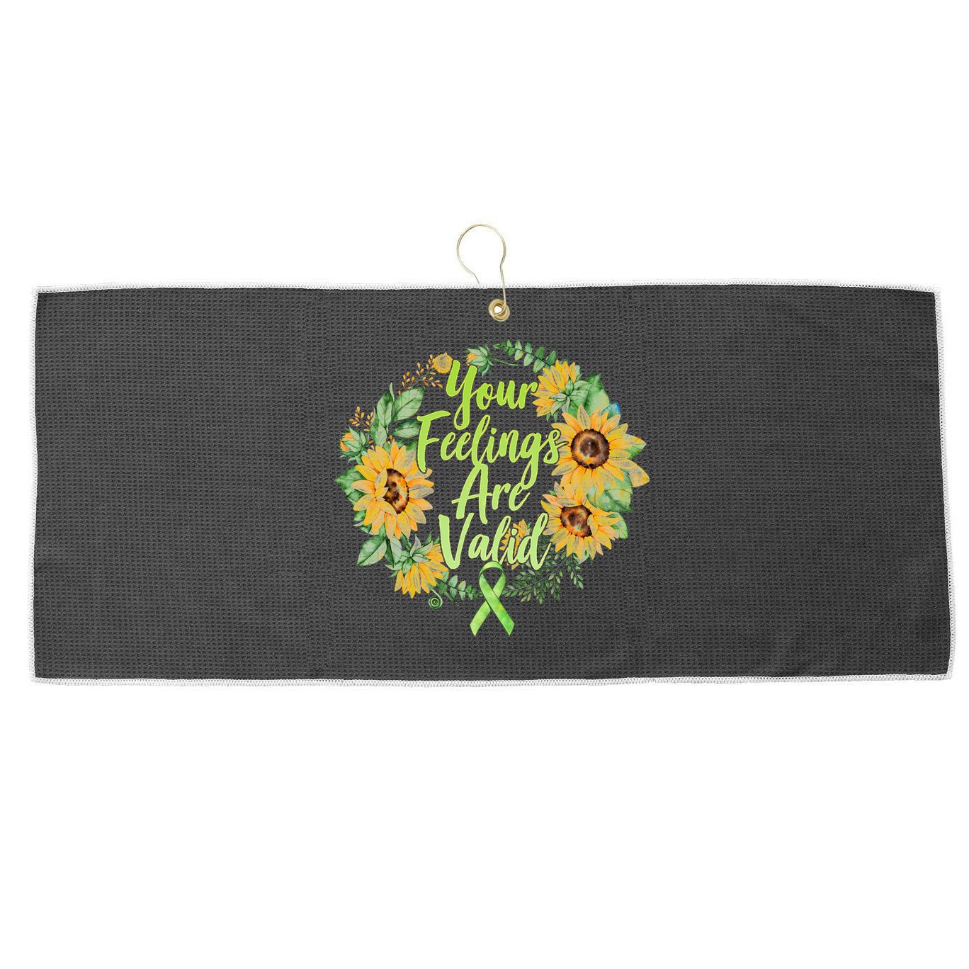 Your Feelings Are Valid Mental Health Awareness Large Microfiber Waffle Golf Towel