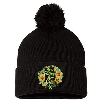 Your Feelings Are Valid Mental Health Awareness Pom Pom 12in Knit Beanie