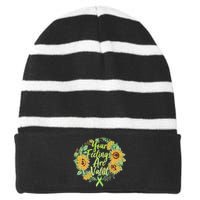 Your Feelings Are Valid Mental Health Awareness Striped Beanie with Solid Band