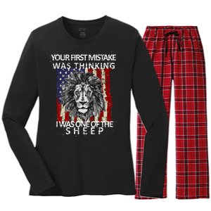 Your First Mistake Was Thinking I Was One Of The Sheep Women's Long Sleeve Flannel Pajama Set 