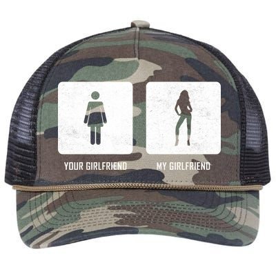 Your Girlfriend My Girlfriend  Retro Rope Trucker Hat Cap