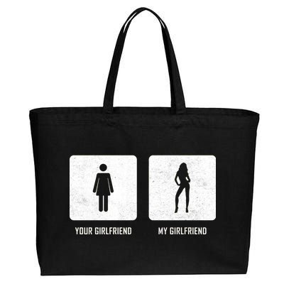 Your Girlfriend My Girlfriend  Cotton Canvas Jumbo Tote