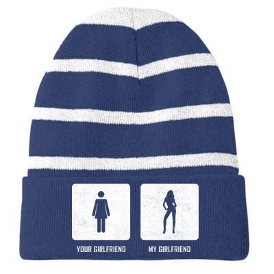 Your Girlfriend My Girlfriend  Striped Beanie with Solid Band