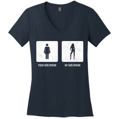 Your Girlfriend My Girlfriend  Women's V-Neck T-Shirt
