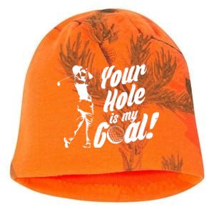 Your Hole Is My Goal! Funny Golfing Kati - Camo Knit Beanie