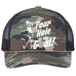 Your Hole Is My Goal! Funny Golfing Retro Rope Trucker Hat Cap