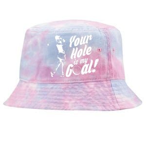 Your Hole Is My Goal! Funny Golfing Tie-Dyed Bucket Hat