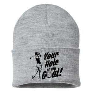 Your Hole Is My Goal! Funny Golfing Sustainable Knit Beanie