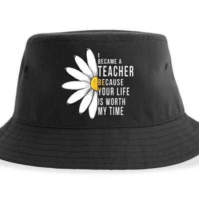 Your Life Is Worth My Time Inspiring Teacher Sustainable Bucket Hat