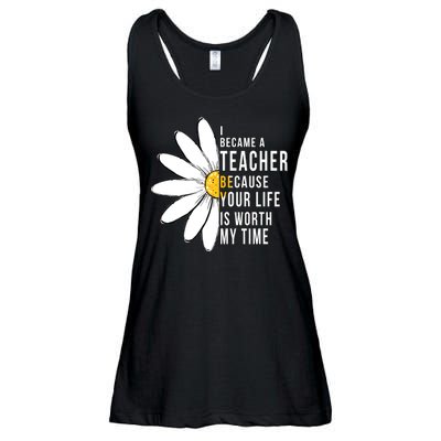 Your Life Is Worth My Time Inspiring Teacher Ladies Essential Flowy Tank