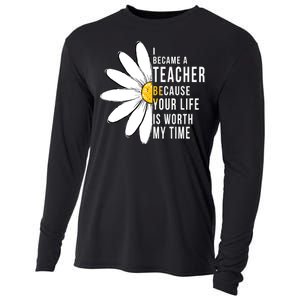 Your Life Is Worth My Time Inspiring Teacher Cooling Performance Long Sleeve Crew