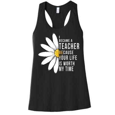 Your Life Is Worth My Time Inspiring Teacher Women's Racerback Tank