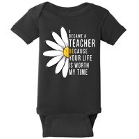 Your Life Is Worth My Time Inspiring Teacher Baby Bodysuit