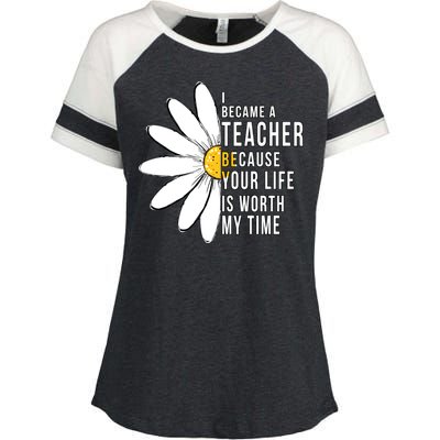 Your Life Is Worth My Time Inspiring Teacher Enza Ladies Jersey Colorblock Tee