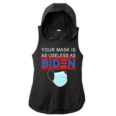 Your Mask Is As Useless As Biden Pro Trump Ladies PosiCharge Tri-Blend Wicking Draft Hoodie Tank