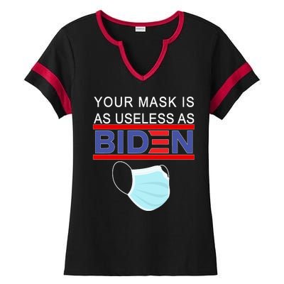 Your Mask Is As Useless As Biden Pro Trump Ladies Halftime Notch Neck Tee