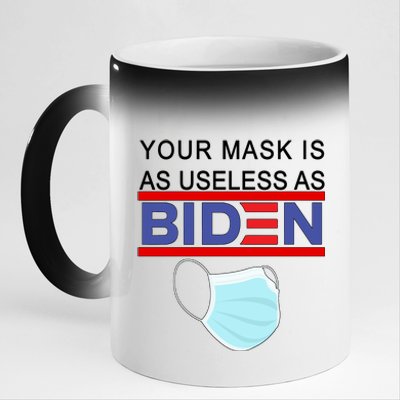 Your Mask Is As Useless As Biden Pro Trump 11oz Black Color Changing Mug