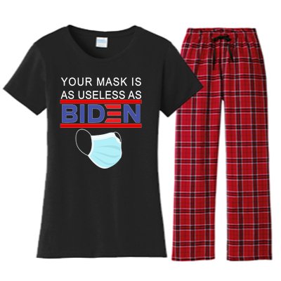 Your Mask Is As Useless As Biden Pro Trump Women's Flannel Pajama Set