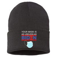 Your Mask Is As Useless As Biden Pro Trump Sustainable Knit Beanie