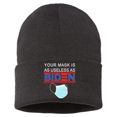 Your Mask Is As Useless As Biden Pro Trump Sustainable Knit Beanie