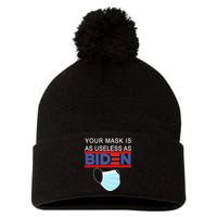 Your Mask Is As Useless As Biden Pro Trump Pom Pom 12in Knit Beanie