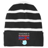 Your Mask Is As Useless As Biden Pro Trump Striped Beanie with Solid Band