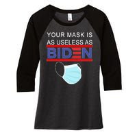 Your Mask Is As Useless As Biden Pro Trump Women's Tri-Blend 3/4-Sleeve Raglan Shirt