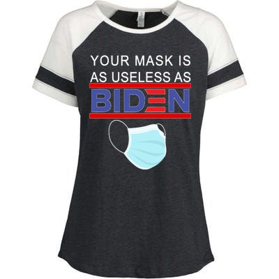 Your Mask Is As Useless As Biden Pro Trump Enza Ladies Jersey Colorblock Tee