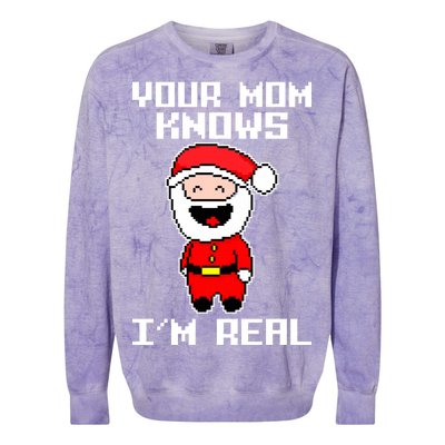 Your Mom Knows I'm Real Santa Christmas Colorblast Crewneck Sweatshirt