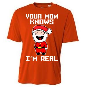 Your Mom Knows I'm Real Santa Christmas Cooling Performance Crew T-Shirt