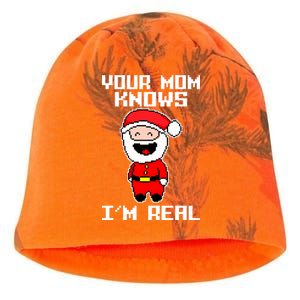 Your Mom Knows I'm Real Santa Christmas Kati - Camo Knit Beanie