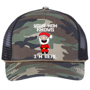 Your Mom Knows I'm Real Santa Christmas Retro Rope Trucker Hat Cap