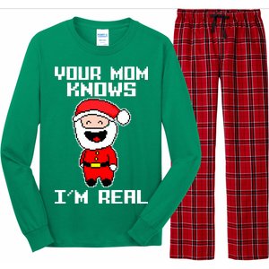 Your Mom Knows I'm Real Santa Christmas Long Sleeve Pajama Set