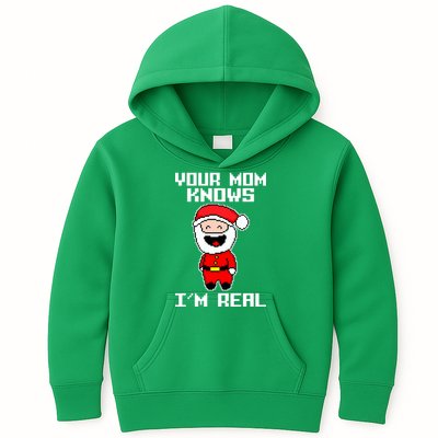 Your Mom Knows I'm Real Santa Christmas Kids Hoodie