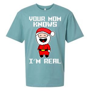 Your Mom Knows I'm Real Santa Christmas Sueded Cloud Jersey T-Shirt