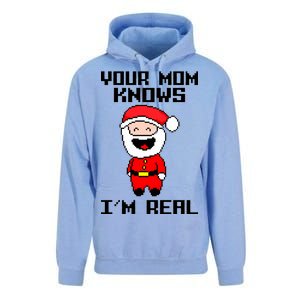 Your Mom Knows I'm Real Santa Christmas Unisex Surf Hoodie