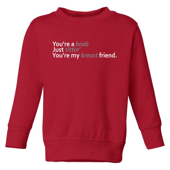 You're A Boob Just Tittin You're My Breast Friend Toddler Sweatshirt