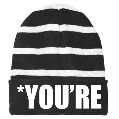 *You're Funny Grammar Striped Beanie with Solid Band