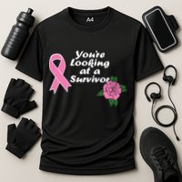 You're Looking At A Survivor Breast Cancer Cooling Performance Crew T-Shirt