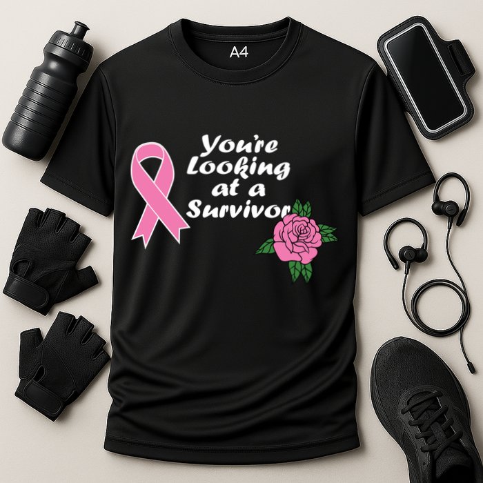 You're Looking At A Survivor Breast Cancer Cooling Performance Crew T-Shirt