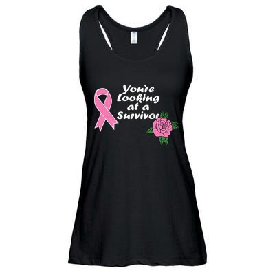 You're Looking At A Survivor Breast Cancer Ladies Essential Flowy Tank