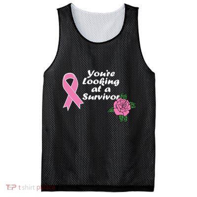 You're Looking At A Survivor Breast Cancer Mesh Reversible Basketball Jersey Tank
