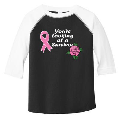 You're Looking At A Survivor Breast Cancer Toddler Fine Jersey T-Shirt
