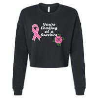 You're Looking At A Survivor Breast Cancer Cropped Pullover Crew