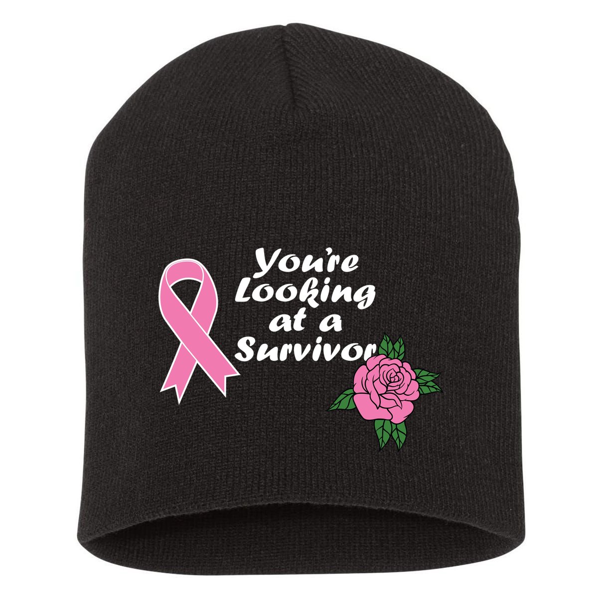 You're Looking At A Survivor Breast Cancer Short Acrylic Beanie