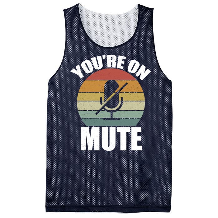 You're On Mute Retro Funny Mesh Reversible Basketball Jersey Tank